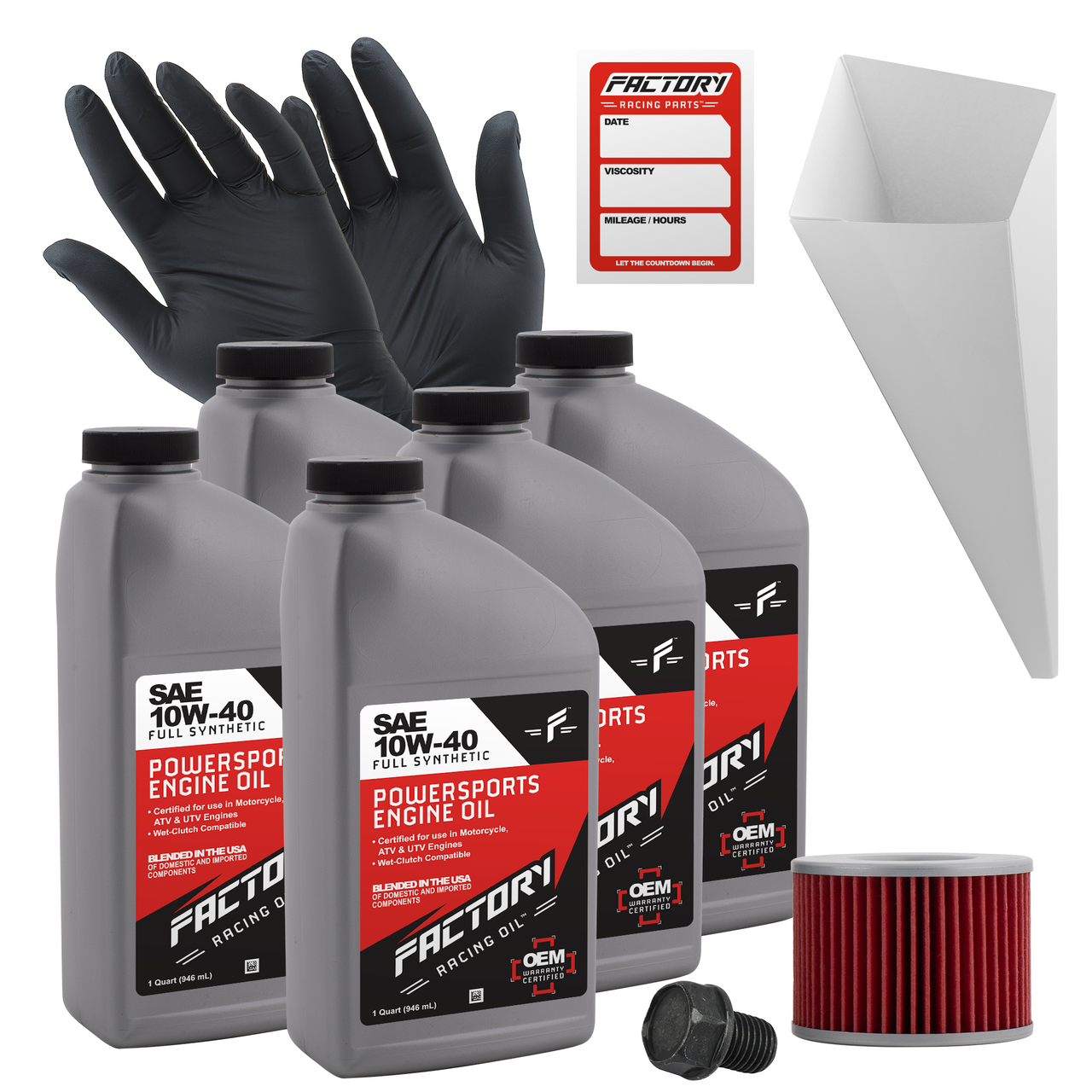 Factory Racing Parts SAE 10W-40 Full Synthetic 5 Quart Oil Change Kit compatible with Kawasaki ZG1200 Voyager XIII-0