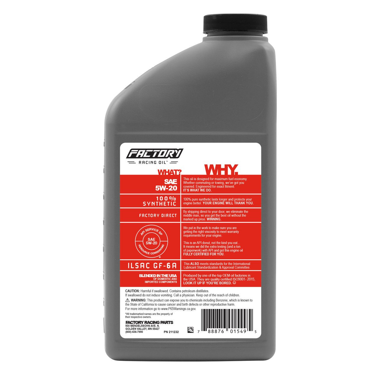 Factory Racing Parts Oil Change Kit For Mazda 3 2004-2009 / 2011-2013, 3 Sport 2009-2013, 5 2009-2010, Tribute 2005-2006 / 2008 5W-20 Full Synthetic Oil - 4.5 Quarts-2